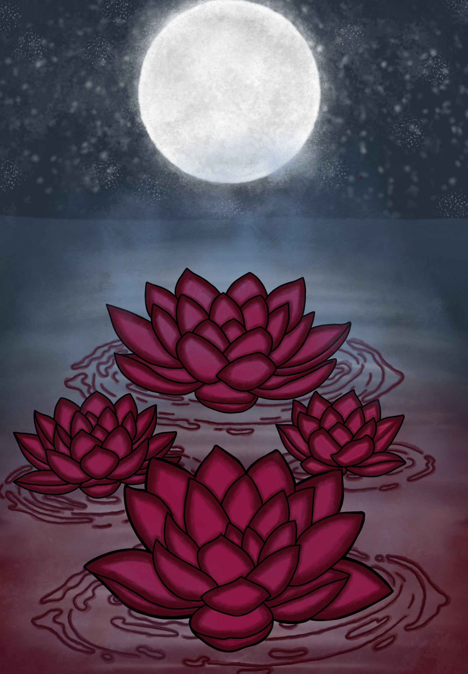 Moonlight Lotus Print
